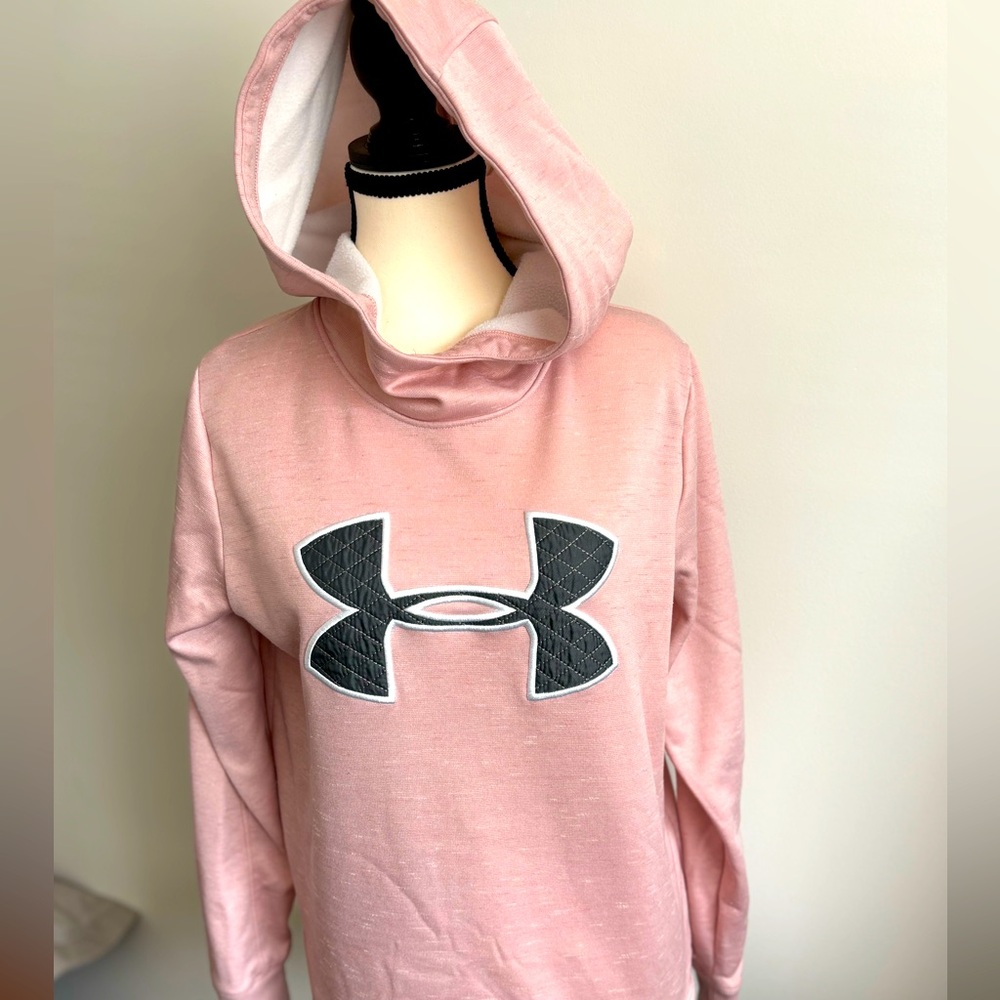 UNDER AMOUR WOMENS PINK LONG SLEEVE PULL ON HOODIE POLYESTER PULL ON. SZ M - Picture 9 of 12